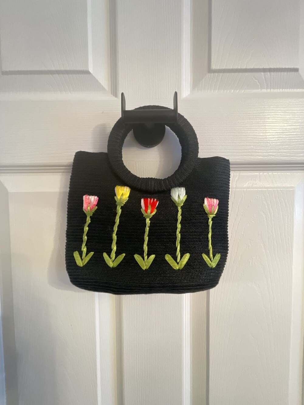Black Woven Embroidered Tulip Handbag Purse
Grandmacore
Cottagecore